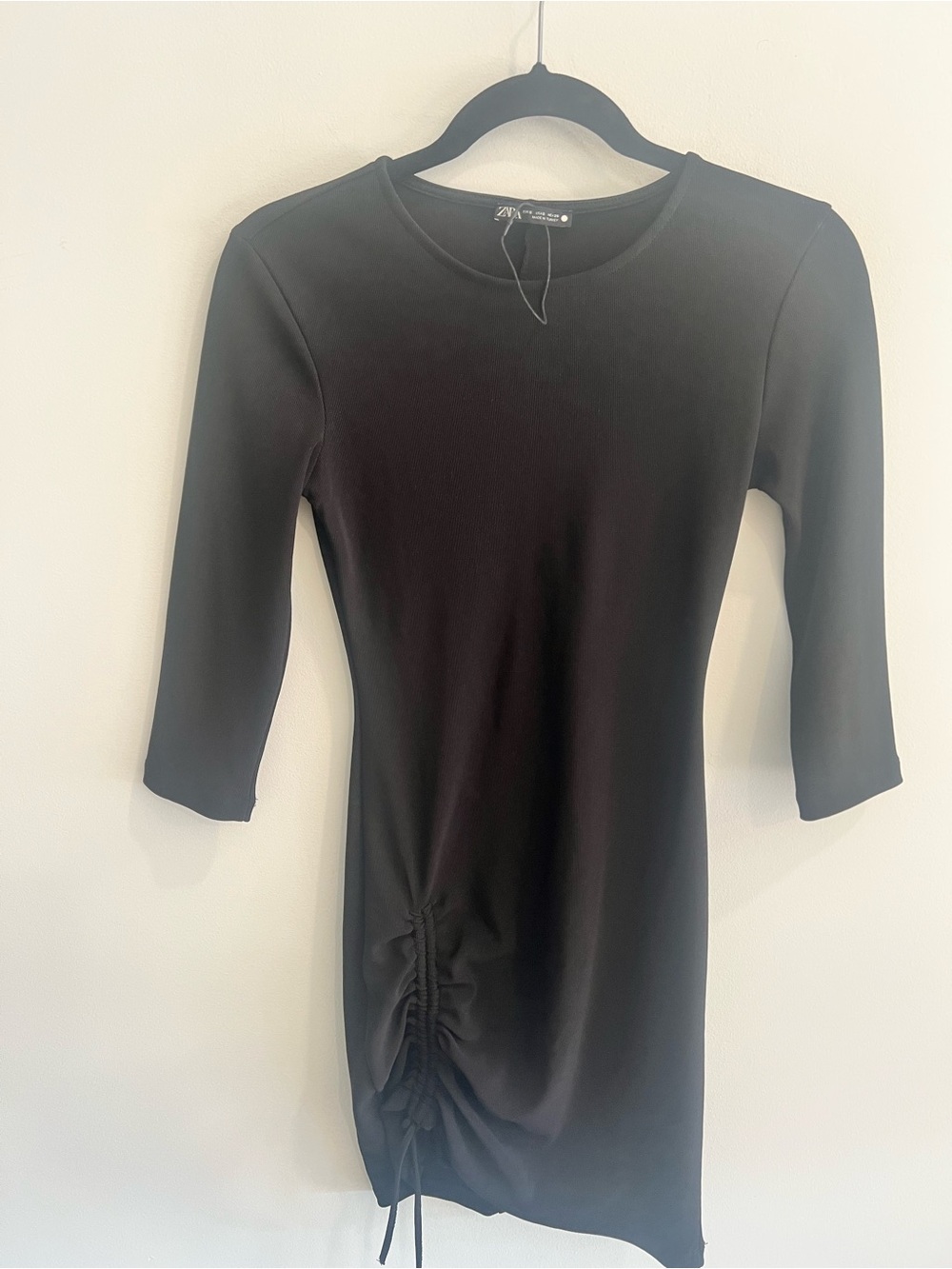 Zara Black Ruched Side Bodycon Dress